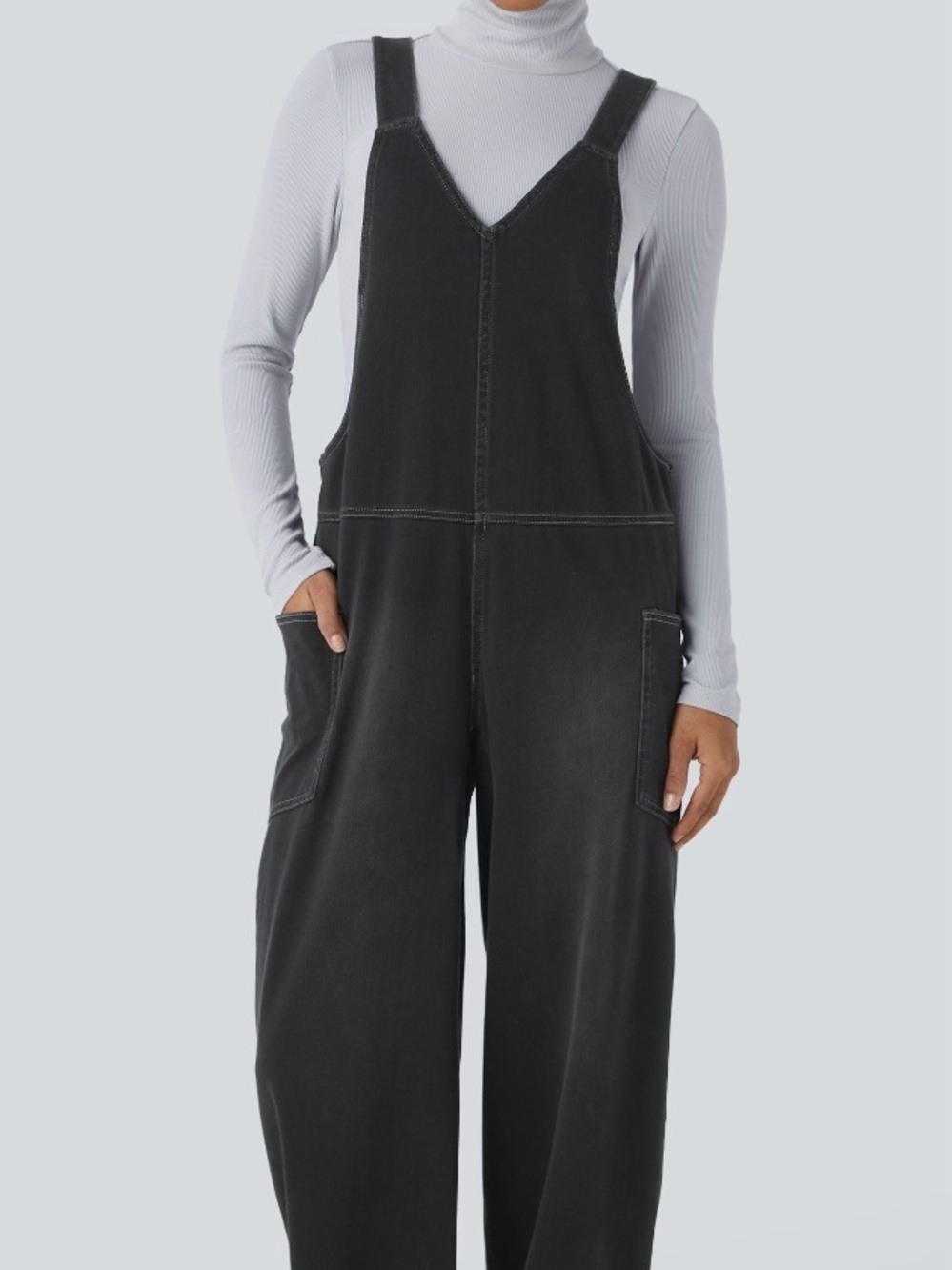 HALARA Black Wide-Leg Overalls